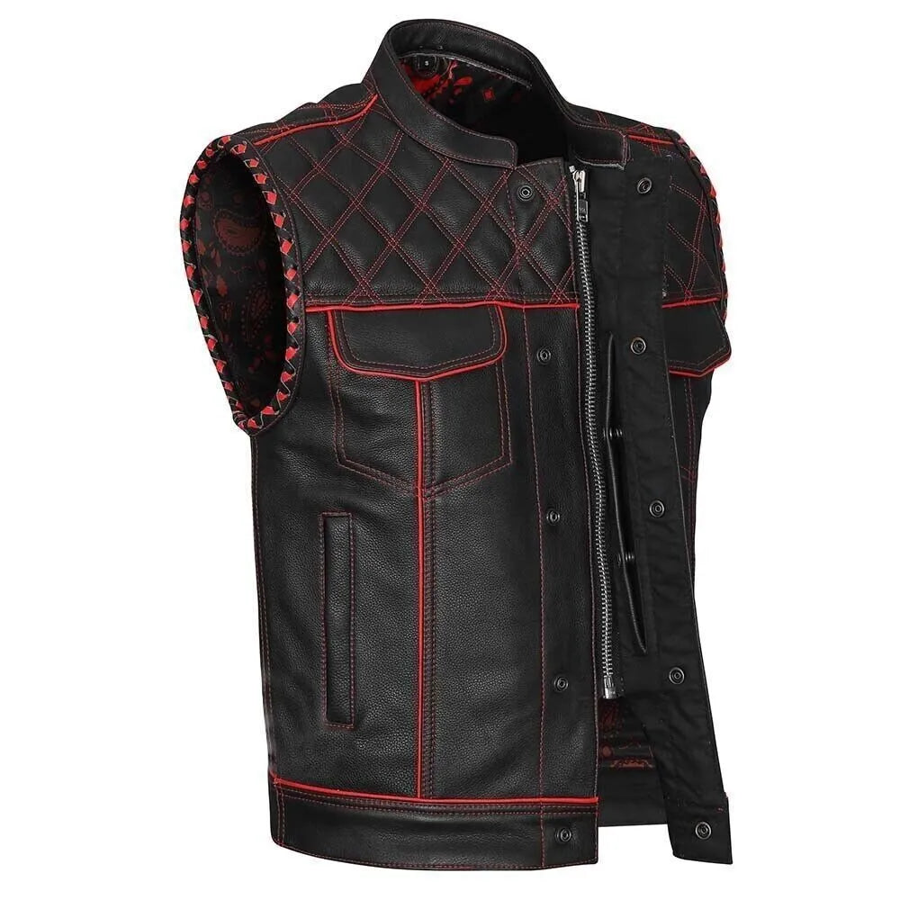 Genuine Leather Motorcycle Vest for Men – Sialkot Leathers Signature Edition