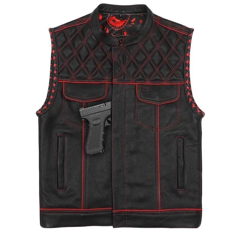 Genuine Leather Motorcycle Vest for Men – Sialkot Leathers Signature Edition
