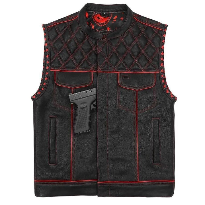 Genuine Leather Motorcycle Vest for Men – Sialkot Leathers Signature Edition