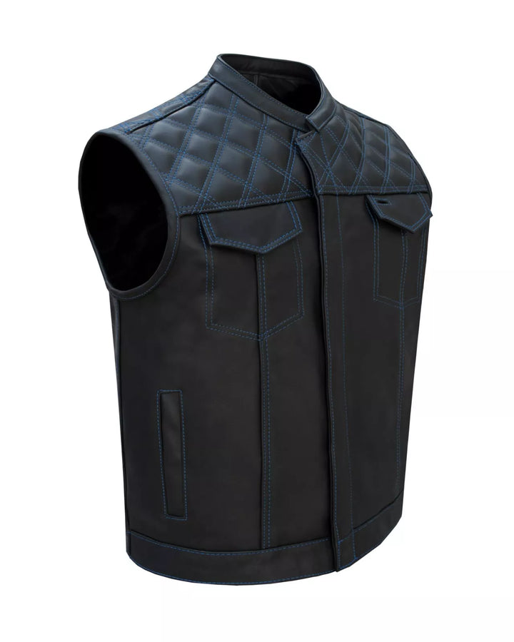 Handmade Men’s Riding Leather Vest – Vintage Distressed Finish by Sialkot Leathers