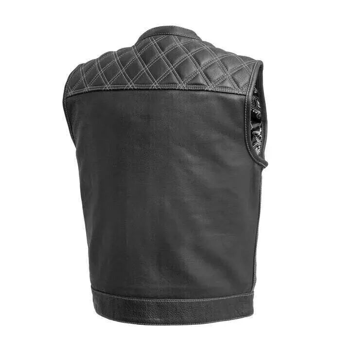 Sialkot Leathers Club Style Leather Vest – Heavy-Duty Zippers & Snap Closures