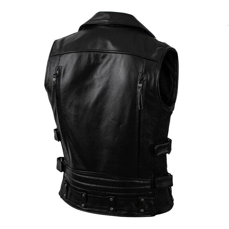 Black Leather Motorcycle Vest – Sialkot Leathers Custom Fit & Timeless Style
