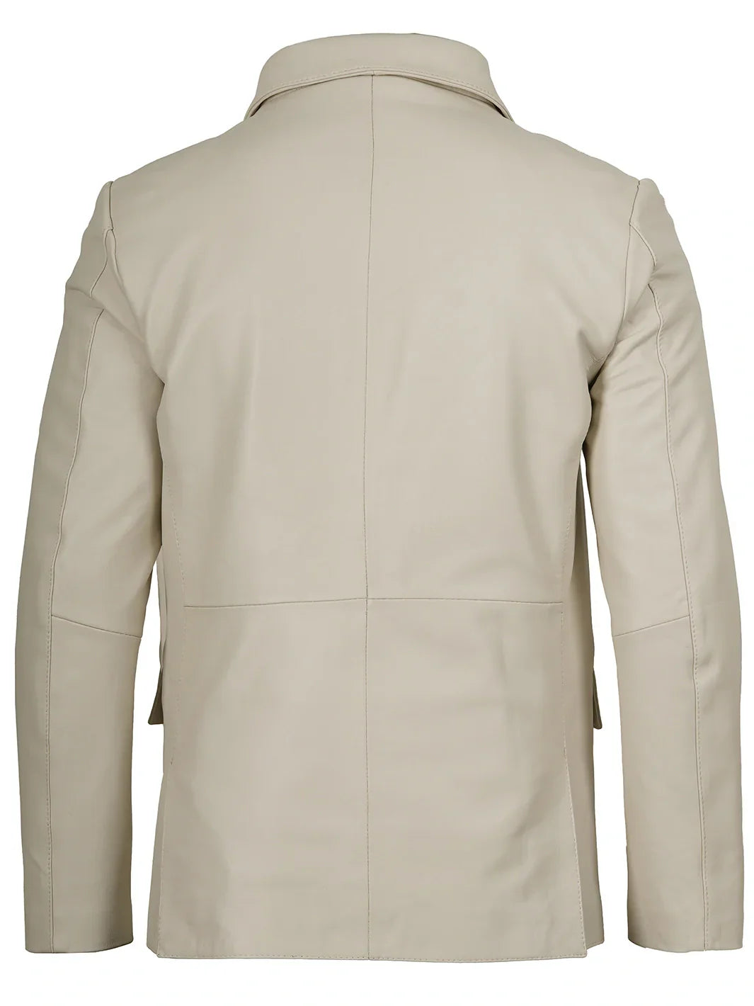 Mens Two Buttons Off White Leather Blazer