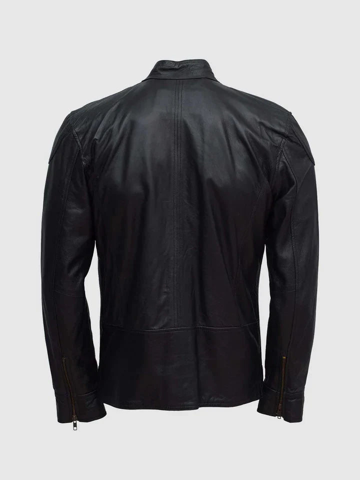 Golden Buttons Leather Jacket