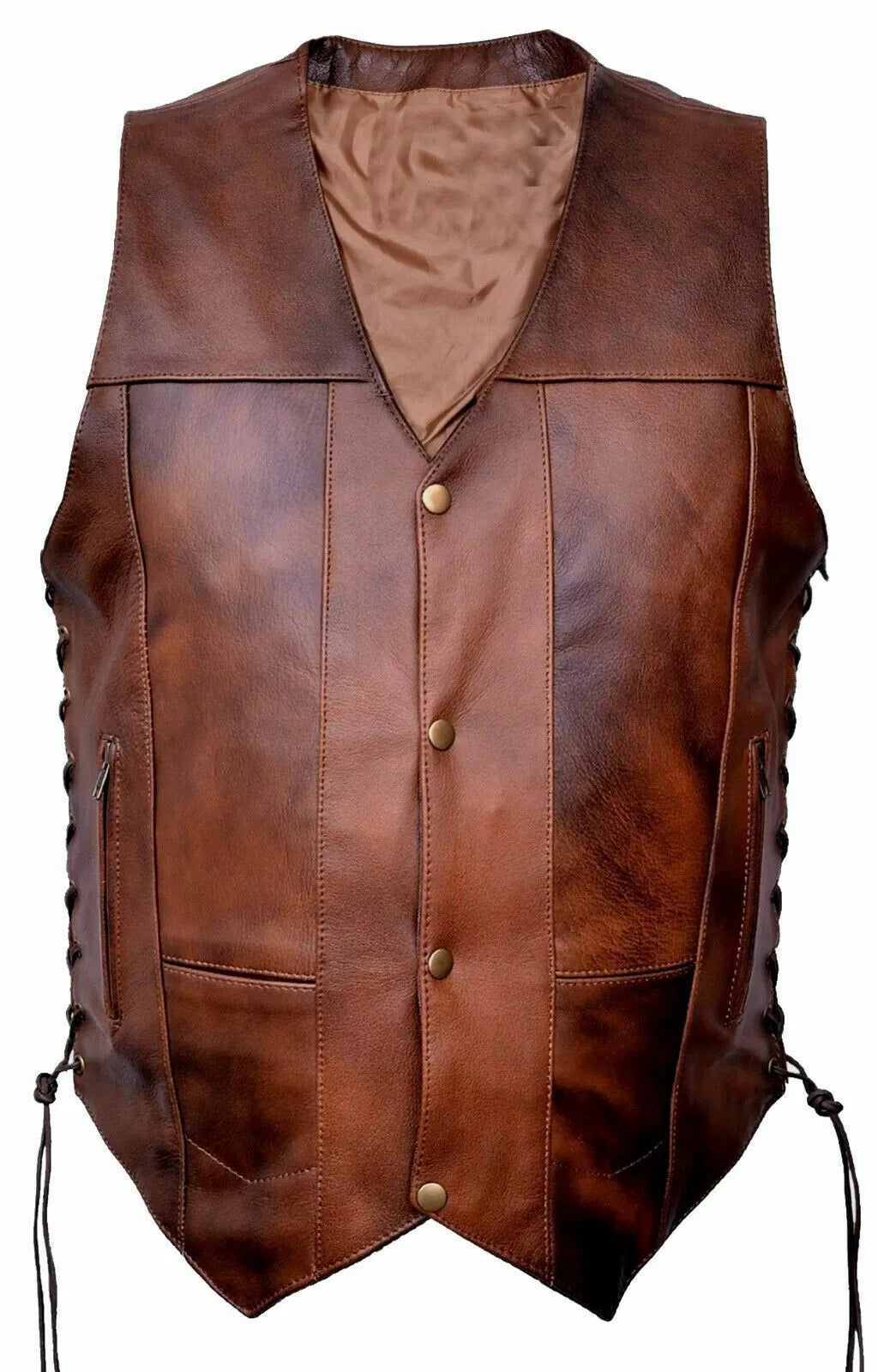 Vintage Brown Leather Vest for Men | Sialkot Leathers
