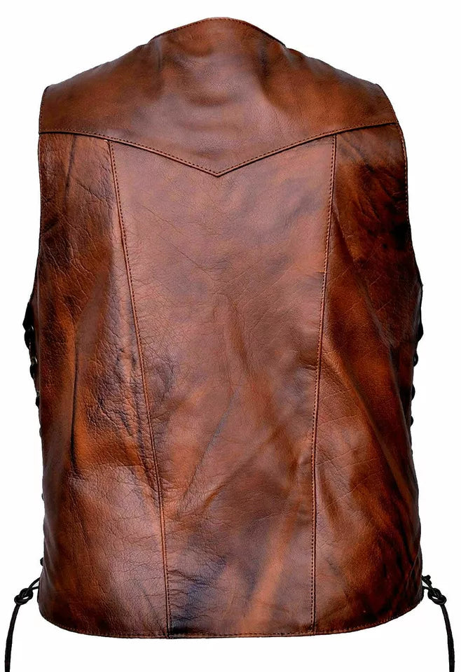 Vintage Brown Leather Vest for Men | Sialkot Leathers